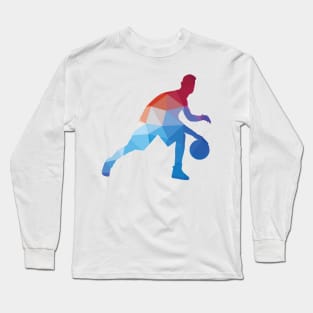 Basketball player color silhouette Long Sleeve T-Shirt